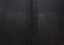 Seam 2 1995, acrylic, rice paper, tubes on canvas, 180 x 190 cm