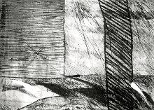 Wall 2   1989  dry point on copper, 35x25 cm